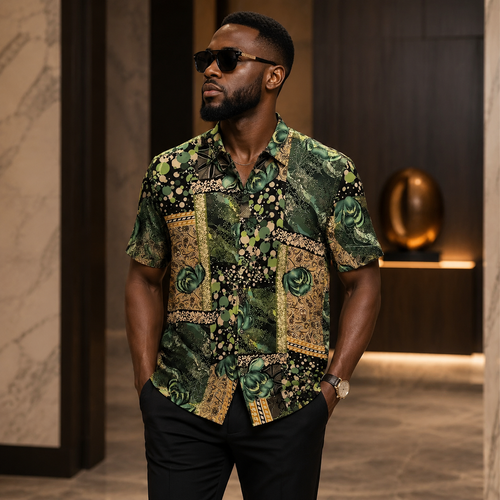 Men's Summer Floral Collared Shirt – Affordable Luxury Plus-Size Trendy Brand