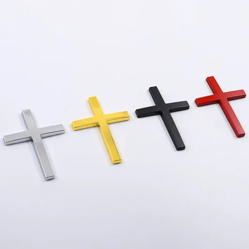 4pcs Car Styling 3D Metal Sticker Christian Cross Auto Body Emblem Badge Decal Stickers