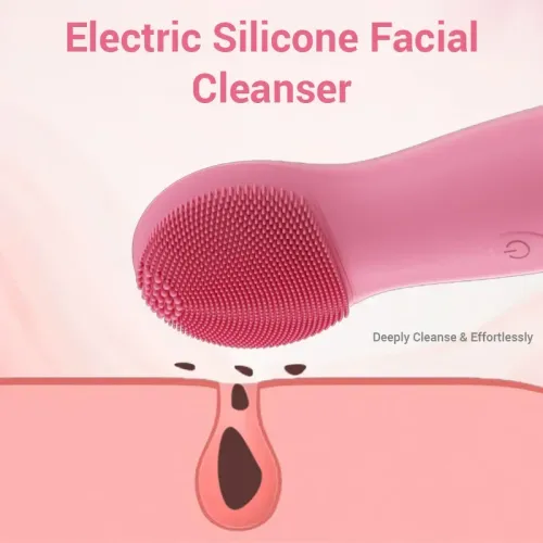 Facial Cleansing Brush, PRITECH Heatable Vibrating Face Scrubber with Massage, Silicone Face Scrubber for Women & Men, Electric Facial Cleanser for Deep Cleansing, Gentle Exfoliating minihygieneproducts