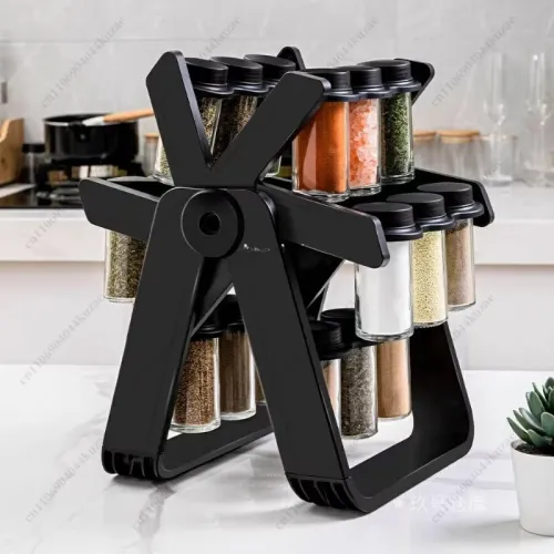 360° Rotating Ferris Wheel Spice Rack, Sealed Moisture-Proof Kitchen Storage for Seasoning Jars & Bottles