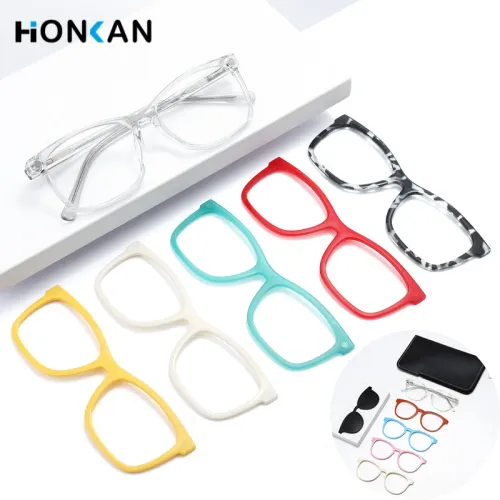 6 in 1 Magnetic Multi Color TR90 Glasses Frame Ultralight Clip On Polarzied Sunglasses