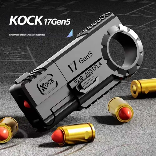 Ring Pistol Soft Bullet Launcher Portable Decompression Shell Ejection Alloy Fidget Toys