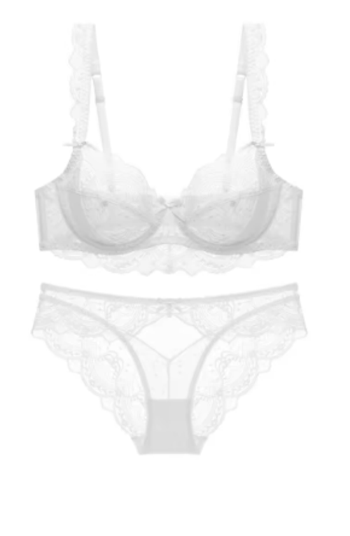 New Plus Size B C D E Cup Bra Set Sexy Lace Ultrathin Women Underwear Summer Transparent Bras and Panties 85E 90C 95D Lingerie
