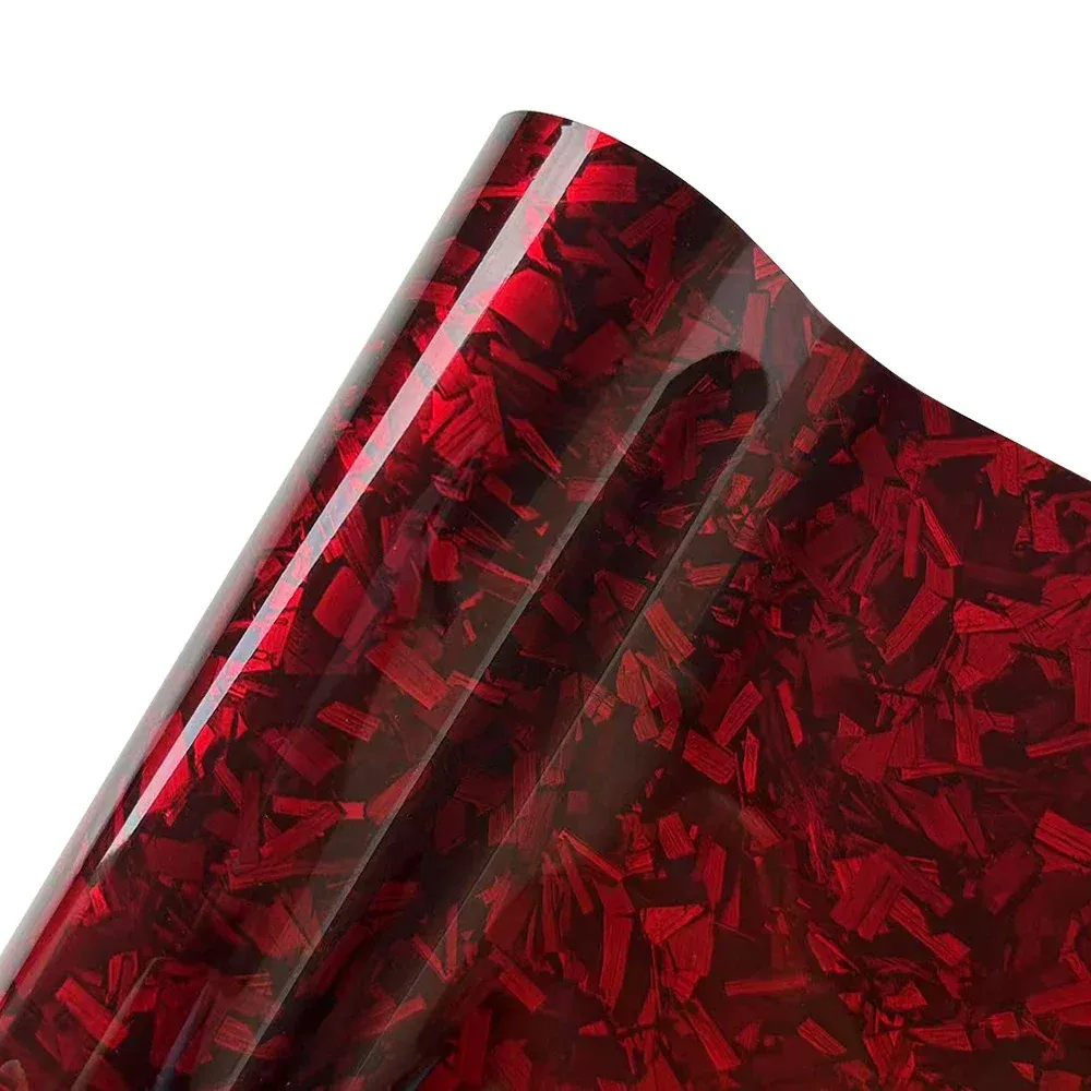 High Glossy Forged Carbon Fiber Vinyl Film Red Crystal Self-Adhesive Wrap Foil Car Motorcycle Hood Sticker Decal Auto Accessorie