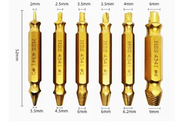 Stripped Broken Screw Remover, 6 Counts Set Easy Out Bolt Extractor
