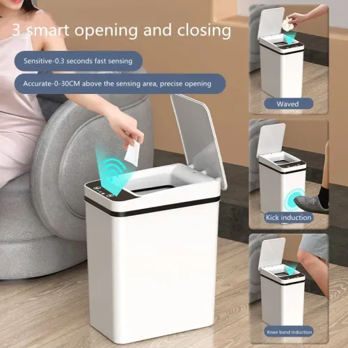 Minimalist Smart Sensor Trash Can 3.2Gal Touch‑Free Auto Open Close Odor‑Sealed