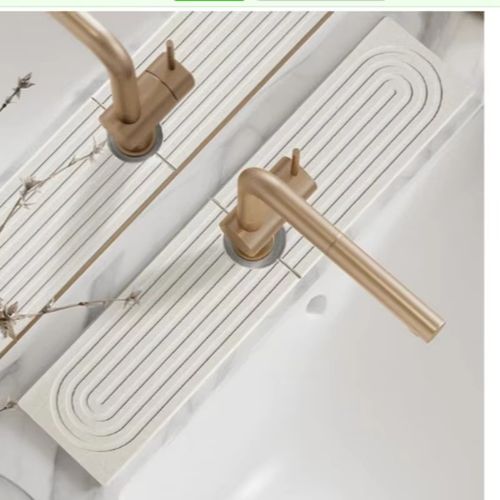 Kitchen Bathroom Sink Faucet Mats Diatomaceous Earth Quick Dry Stone Sink Tray Super Absorbent Prevents Moisture Buildup Faucet Splash Guard