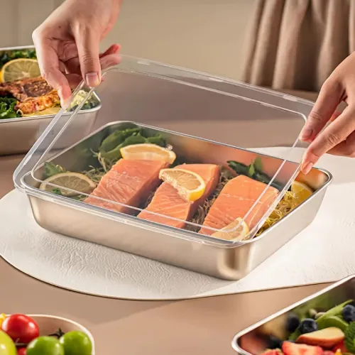 3pcs Stainless Steel Food Containers Lunch Box Leakproof Stackable Clear Lids Camping Picnic Bento Meal Prep Kitchen Storage Set