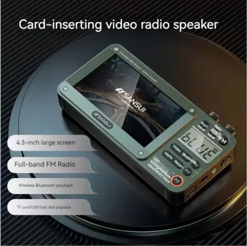 Portable Radio Big 7inch LED Display Radio Wireless Bluetooth Speaker Dual TF Card Slot MP4 Music Player Video E-books