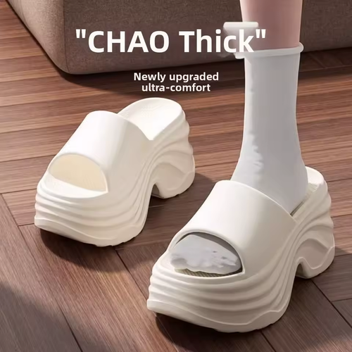 Increased Height Thick Heel Slippers  Sole Anti-Slip Women's Slippers Anti-odor Step Sensation EVA Cool Slippers