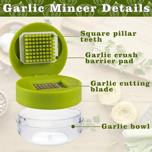 1pc Multifunctional Garlic Press Manual Mincer  ABS and Stainless Steel Garlic Slicer Handheld Ginger Masher with Storage Case
