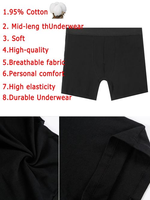 Men's Long Leg Boxer Briefs Sexy Bulge Trunks No Ride Up Underwear Soft Men Underpanties