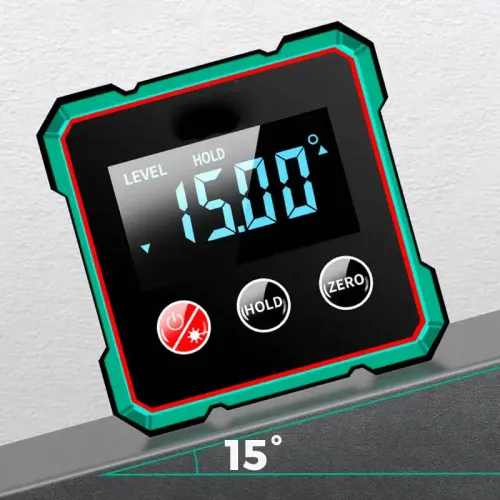 360° LCD Electronic Protractor Mini Inclinometer Measuring Tool Magnetic Digital Angle Finder with Electronic Laser Gauge Ruler