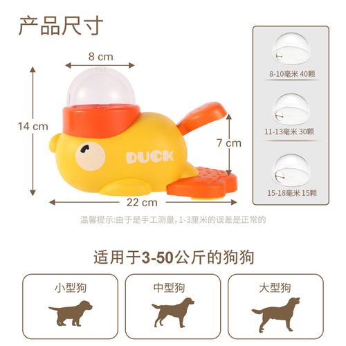 ABS Material Plastic Smart Washable Duck Shaped Interactive Toy Dog Snack Educational Slow Feeder Toy