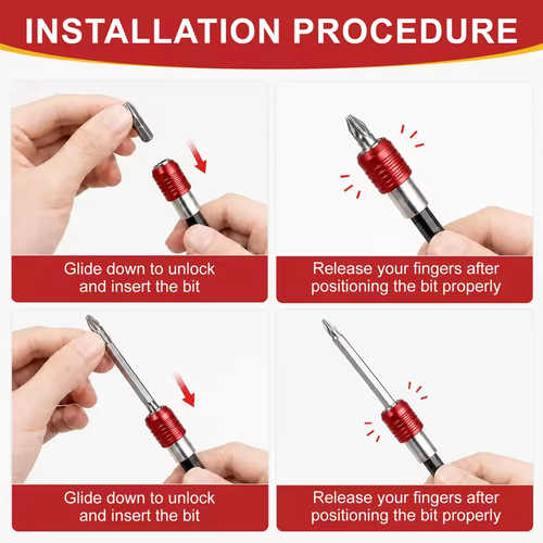 60-300mm hexagonal extension quick release self-locking connect rod red screwdriver head extension rod power tool accessory