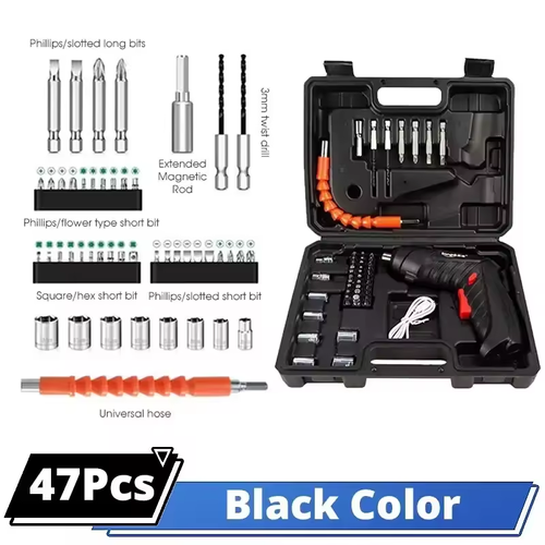47pcs 3.6v Power Tools Set Household Maintenance Repair Built-inLithium Battery Mini Household Electric Drill Cordless Screwdriver Col