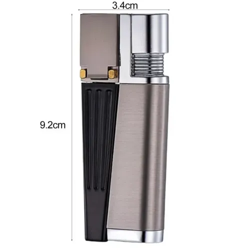 Portable Pipe Lighter Built-in Pipe Stand Refillable Butane Window Lighter with Angled Soft Flame Gas Lighter（No Gas）