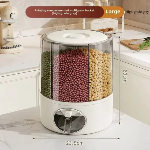 Large capacity Rotary Rice Bucket Household Grains Storage Box Insect-Proof Moisture-Proof Sealed Rice
