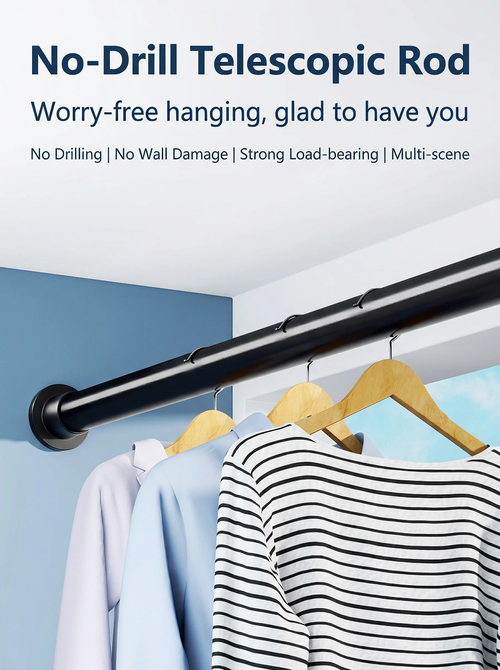 Adjustable Clothes DryingRod——Free Tension Pole Waterproof Flexible Clothes Rail Alloy Closet