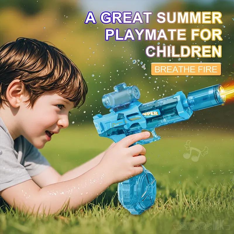 Electric Water Gun With Flame Effect  High-Speed Rapid-Fire Linked Recoil Water Gun With Large Capacity Water Spray Nozzle Jet Water Gun