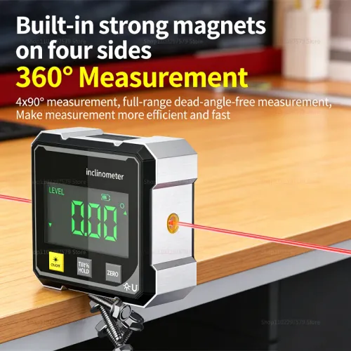 Digital Electronic Level Digital Angle Fnder 4*90 ° Magnetic Inclinometer Protractor Precision Level Box