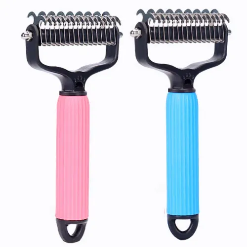 Dog Comb Knife Dogs Combs Double-sided Pet Hair Remover Stainless Steel Dog Brush for Hair Knot Cleaning Dogs Brush Pet Products
