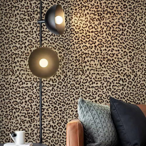 44×300cm Leopard Print Self-adhesive Wallpaper Contact Paper for Living Room Bedroom TV Background Wall PVC Home Decoration