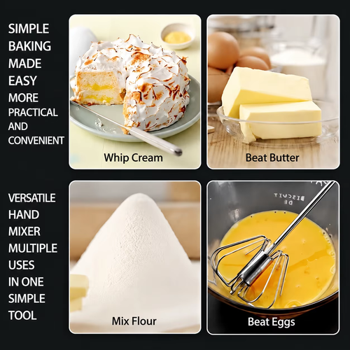 5pcs Semi-automatic egg beater and milk frother manual stainless steel mixing rod cream mixer egg whisk baking tool