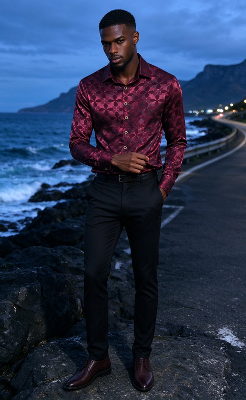 Red textured shirt