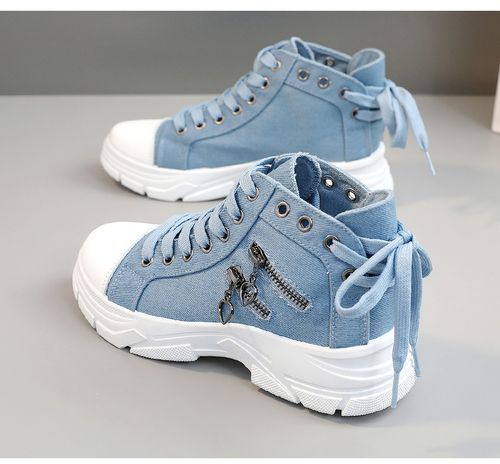 New canvas high top women's shoes, thick soled height increasing casual shoes, Martin boots