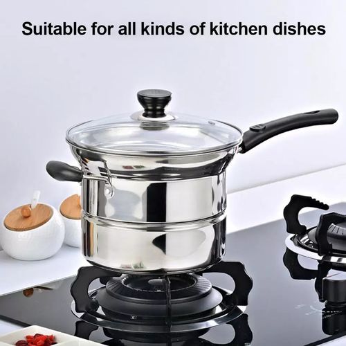 Connox 3in1 Multifunctional Stainless Steel Cooking Pot for Steaming and Frying with Filter and Non-stick Pan