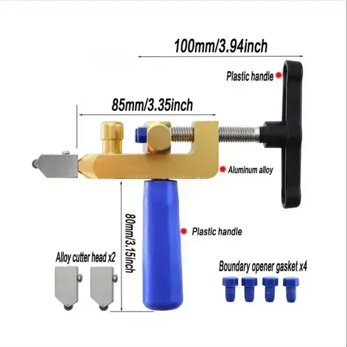 2-in-1 Manual Tile Cutter Tool with Breaking Pliers,Glass Tile Cuttter with 3-15 mm 3 Tungsten Steel Blade Manual Glass Hand Tool for Home DIY Cutting Glass