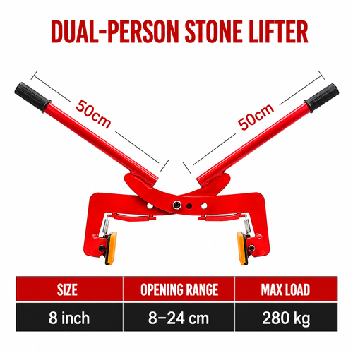 Handheld Rod Type Stone Lifting Clamp Double Person Carry Plier For Marble Flat Stone Curb Side Stone Lifting Handling Thickened
