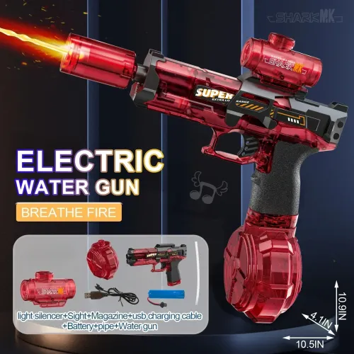 Simulated Firing and Recoil Electric Water Gun Toys Automatic Sensor Lights Water Pistol Summer Outdoor Beach Toy