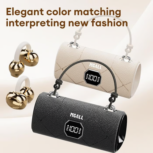Fashionable Clip-On Wireless Headphones with Handbag‑Style Light‑Luxury Leather Texture