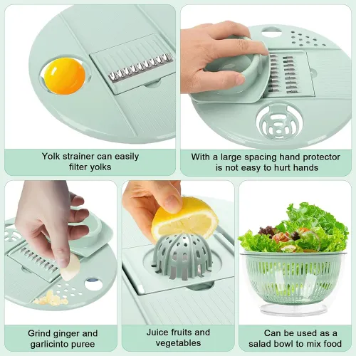6 In 1 Salad Spinner Large Salad Spinner Vegetable Washer with Vegetable Chopper Multi-Use Lettuce Spinner Salad Dryer