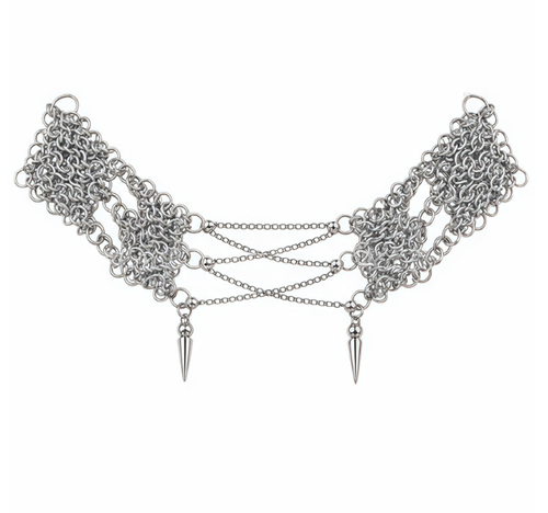 Punk Style Heavy Industry Chain Ring Rivet Necklace Exaggerated Design for Both Men and Women