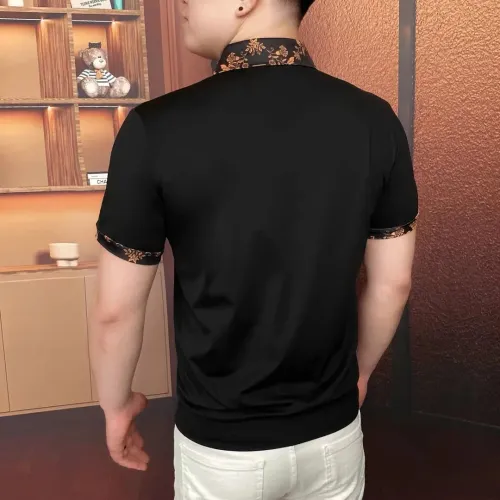 Luxury Flower Embroidered Rhinestone Lapel T-shirt Men Summer Short Sleeve Casual Business POLO Shirts Social Banquet Tshirts