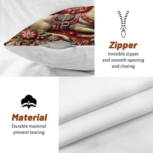 Set of 4 Christmas Themed Cushion Cover – Machine Washable, Wrinkle-Resistant, Durable, Perfect for Living Room, Bedroom, Office & More