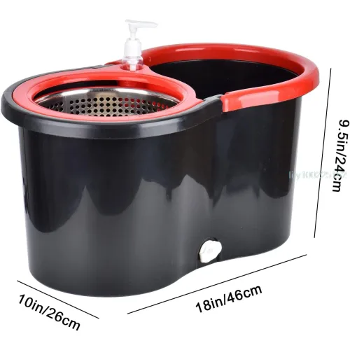 360 Degree Spin Mop Bucket Set with Wring System Includes 3 Microfiber Heads Stainless Steel Basket and 61 Inch Extended Handle for Floor Cleaning