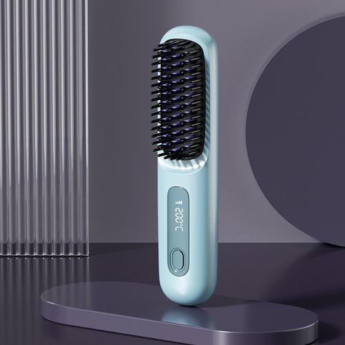 USB Charging Portable Hair Straightener Brush, Cordless Straightening Comb LED Display & Ceramic Coating, Ionic Technology