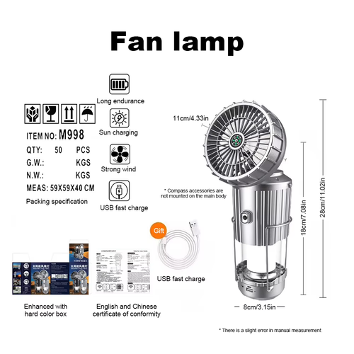 Solar wireless connection camping fan sound lights