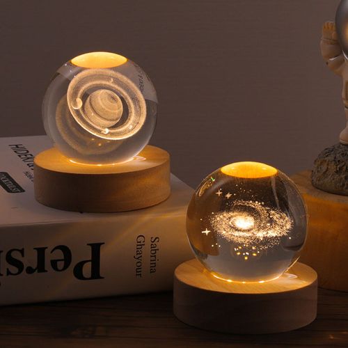 Crystal ball with engraved light