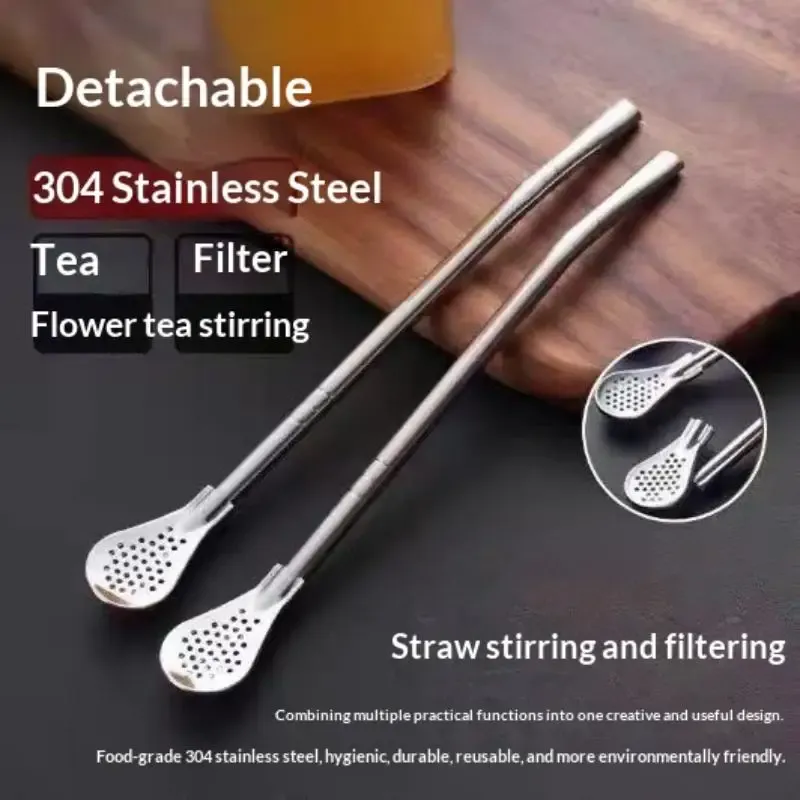 10Pcs Detachable Bombilla Filter Straw Stainless Steel Reusable Yerba Mate Tea Spoon Straw Bar Accessories