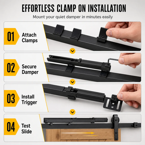 Sliding Barn Door Soft Close Mechanism POM Material Track Buffer Damper Kit with No-Drill Installation