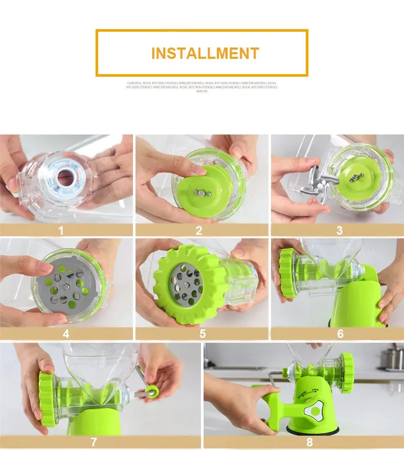 Multi-functional Manual Vegetable Grinder Food Masher Chopper Sausage Stuffer Beef Meat Mincer Kitchen Tool Processors