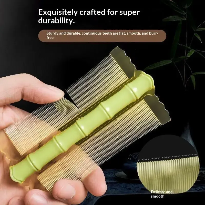 5PCS Plastic Bamboo Node Comb Durable Double Sided Dense Teeth Effective Head Lice Remover for Daily Hair Grooming