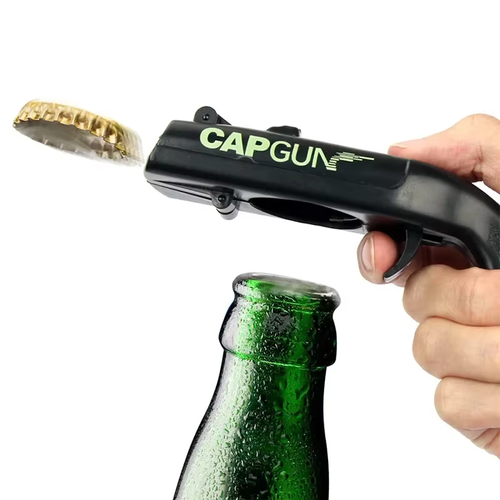 2pcs Creative Beer Bottle Opener Gun Flying Cap Launcher ABS Plastic Drink Opener Toy for Bar Party Home Kitchen Bar Supplies Tools