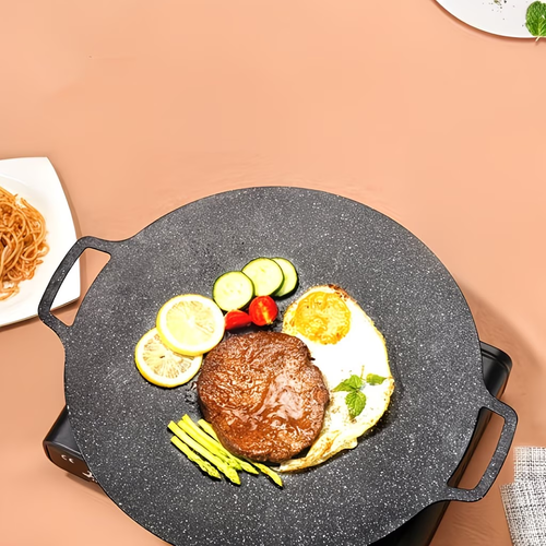 Portable Iron Cooking Plate for Home - Nonstick Round Griddle Pan