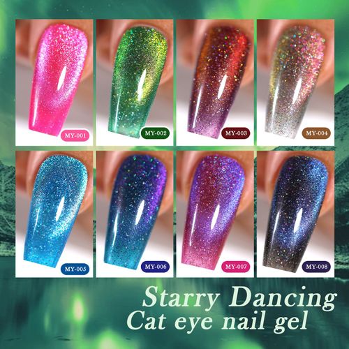 8-Piece Galaxy Dance Cat Eye Gel Polish Set – Professional Nail Art Varnish Kit